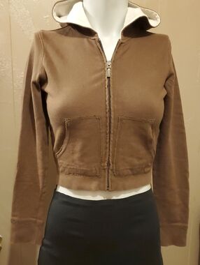 Old Navy Brown Zip-Up Cropped Hoodie
